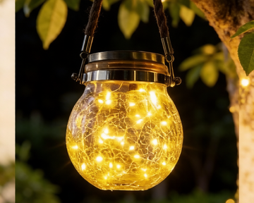 Solar Crackle Glass Globe Lantern