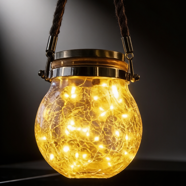Solar Crackle Glass Globe Lantern